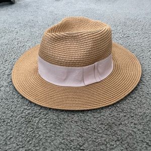 Beach Hat with Pink Ribbon